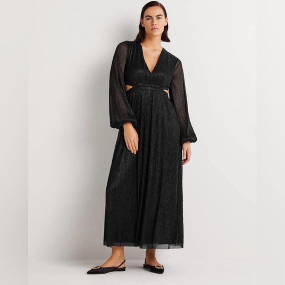 Boden Cut-out Maxi Party Dress black sparkle M